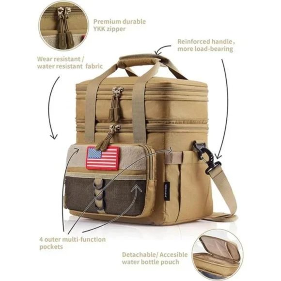 Tactical Lunch Box for Men, Double Deck Expandable Lunch Bag, Large Leakproof - Picture 3 of 8